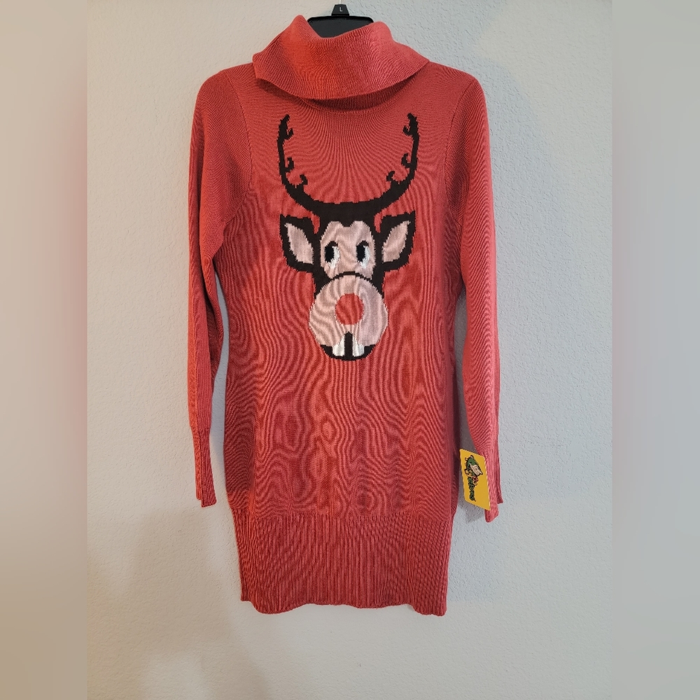 NWT * Rudolph Holiday Sweater Dress * Size Medium * Midi length